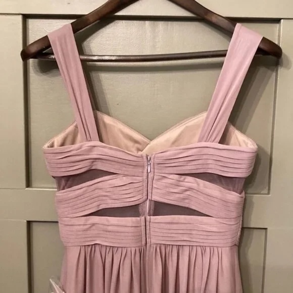 Birdy Grey Elsye Bridesmaid Dress in Mauve Mesh Cutouts Maxi Gown Size Small NWT - Picture 14 of 16